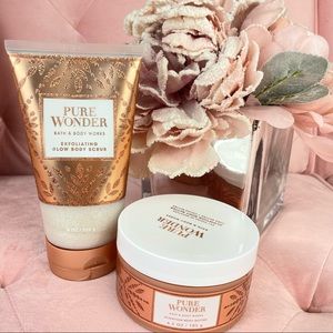 Bath & Body Works Pure Wonder Glowtion Body Butter & Scrub Bundle